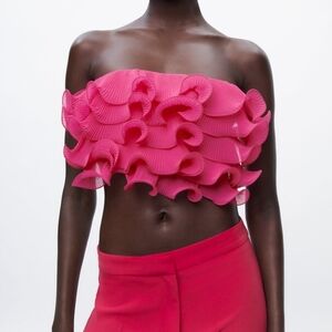 Zara- Pink Ruffle Crop Top